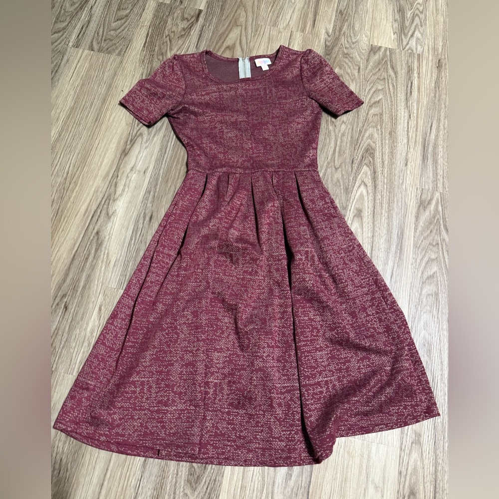 LuLaRoe Burgundy Patterned Dress